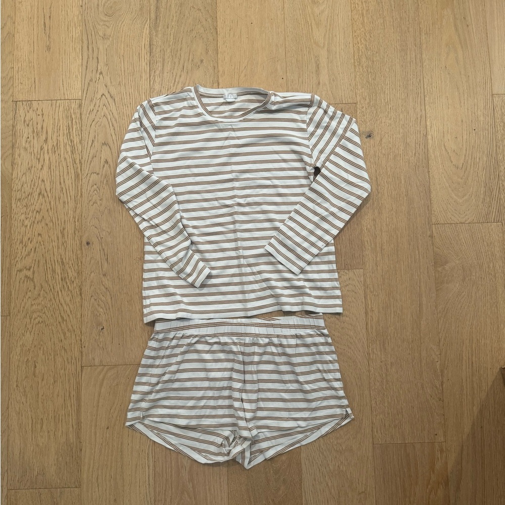 Striped LAKE Pajamas - Gold and White